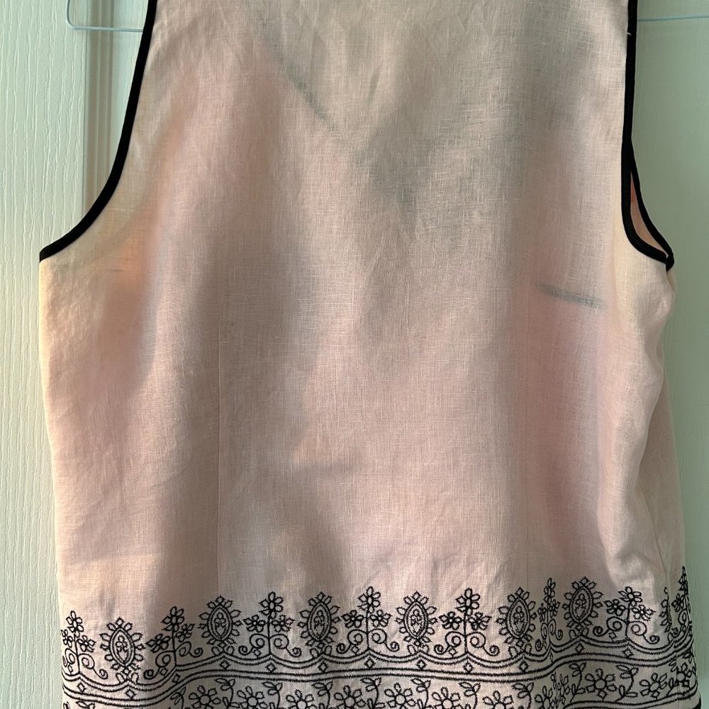 Sleeveless Pink & Black Linen Blouse Sz 10 - Picture 7 of 7